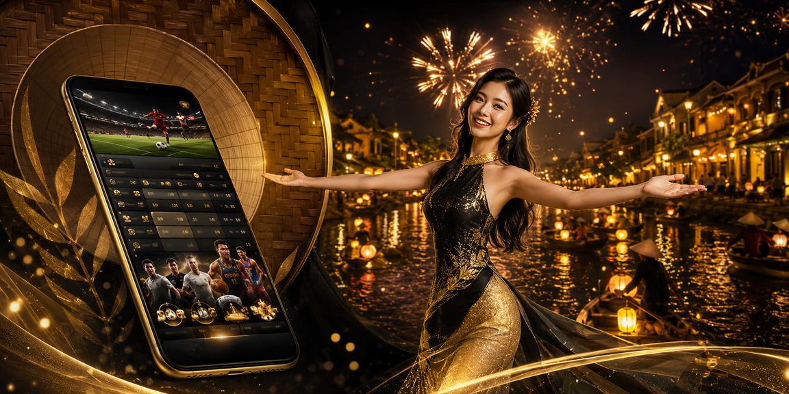 Người dùng xem thông tin cá cược tại Hội An với chiếc nón lá truyền thống